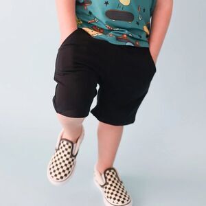 Posh Peanut Kids Black Pull On Elastic Waist Shorts